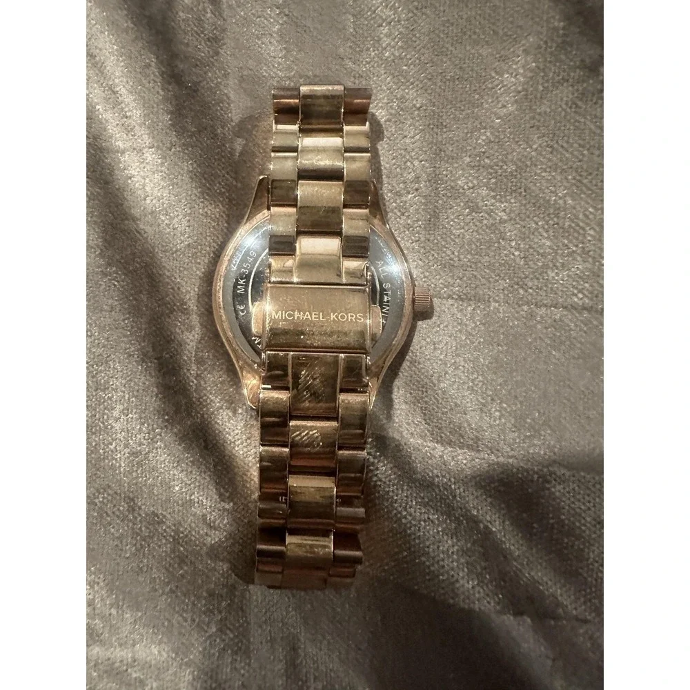 Michael Kors MK-3549 Watch Rose Gold Logo Dial Crystal 5 ATM Stainless SteelRARE